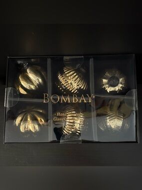 NEW Bombay Gold Hand Painted 6-Pack Glass Ornament Set Made in India